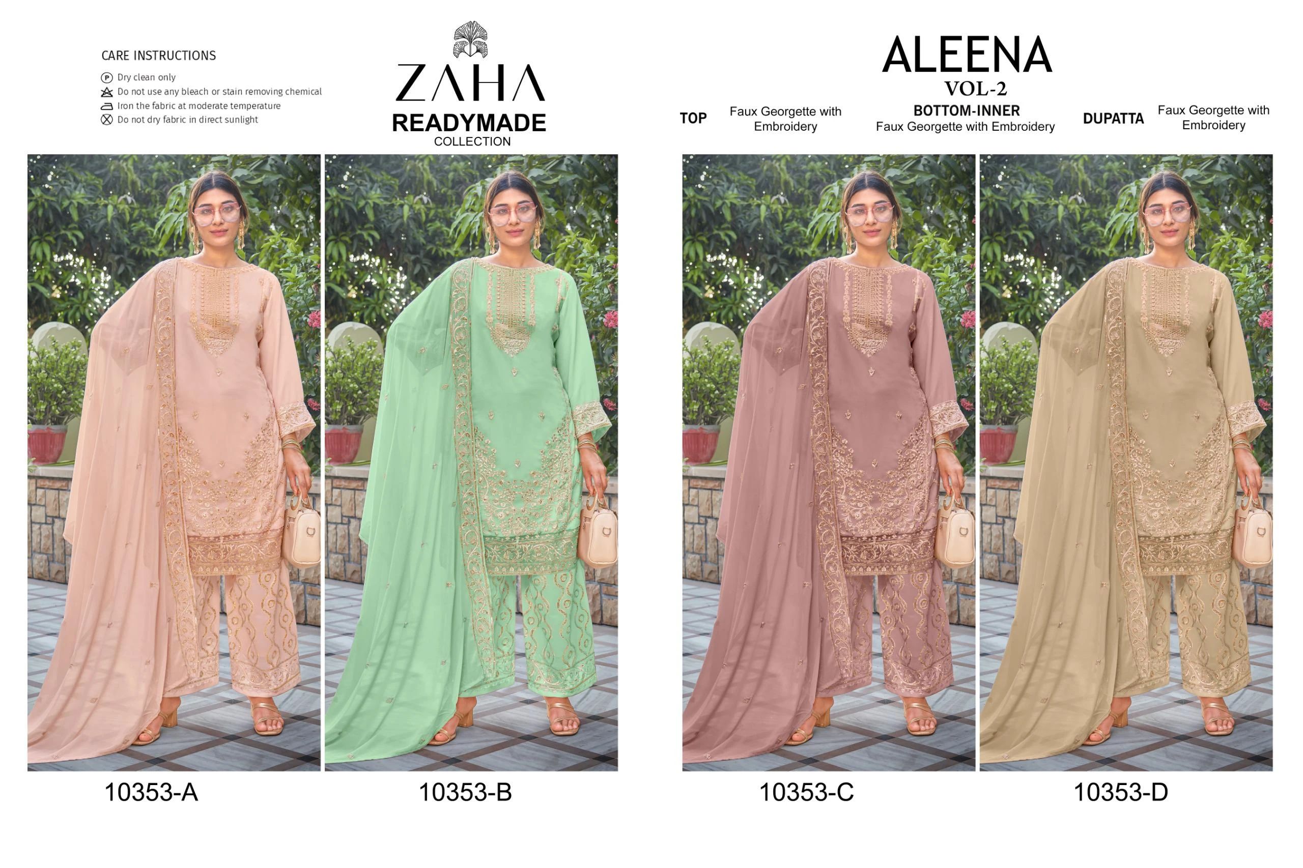 Zaha 10353 Faux Georgette Wholesale Pakistani Readymade Salwar Suit Catalog — Wholesale Pakistani Suits, MPA wholesale from Surat — view 6